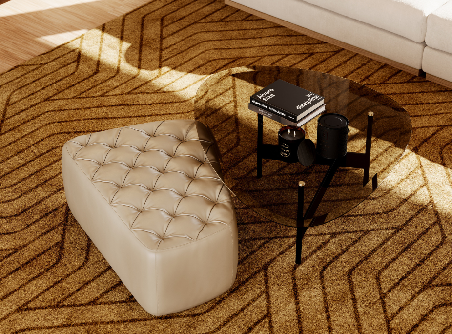 Mesa de Centro Crawford com puffs em sala de estar