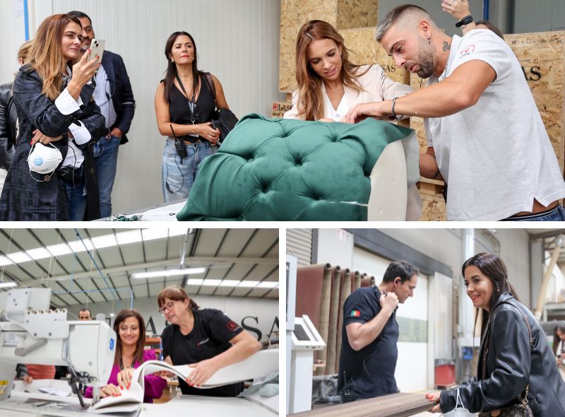 Convidados do evento a participar no processo produtivo Laskasas, e Mafalda Sampaio a realizar o ponto de capiton