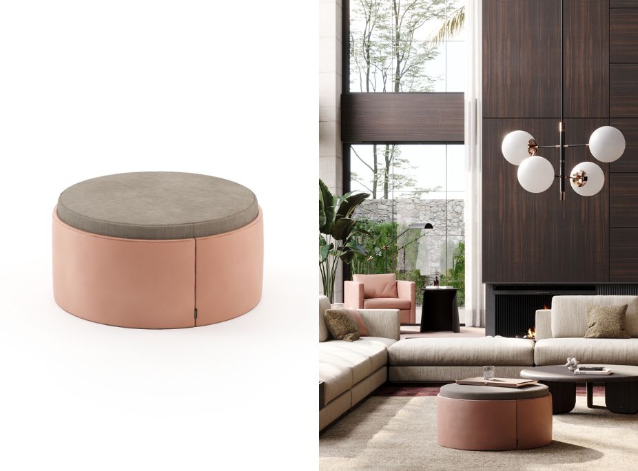 Jason Pouf in Mocha Mousse