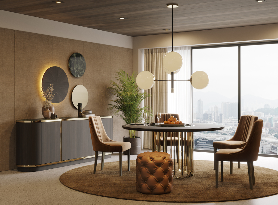 sala de jantar com aparador brown
