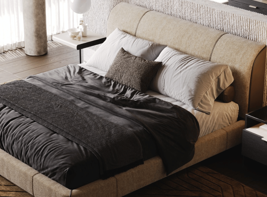 decoración de dormitório laskasas con cama Gray