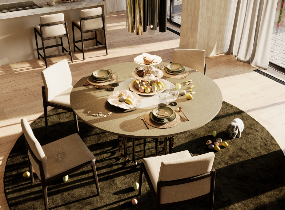 centro de mesa de jantar com decorao de pascoa