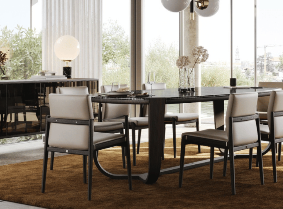 comedor de casa douro con mesa de comedor jefferson, sills jayne y aparador austen