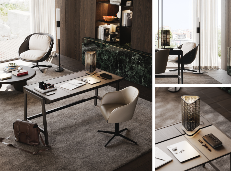 Consejos de decoraci�n de despachos en despacho con escritorio, sillones, silla, l�mpara de mesa, l�mpara de pie