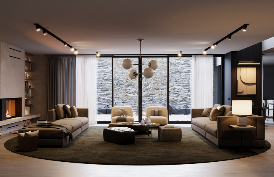 Sala de estar com decoração de inverno