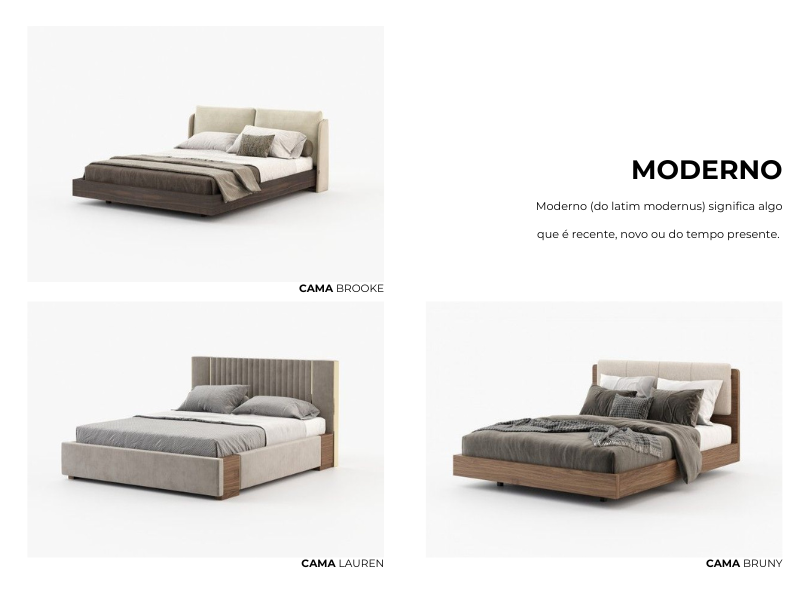 Exemplos de camas em estilo moderno com Cama Brooke, Cama Lauren, Cama Bruny