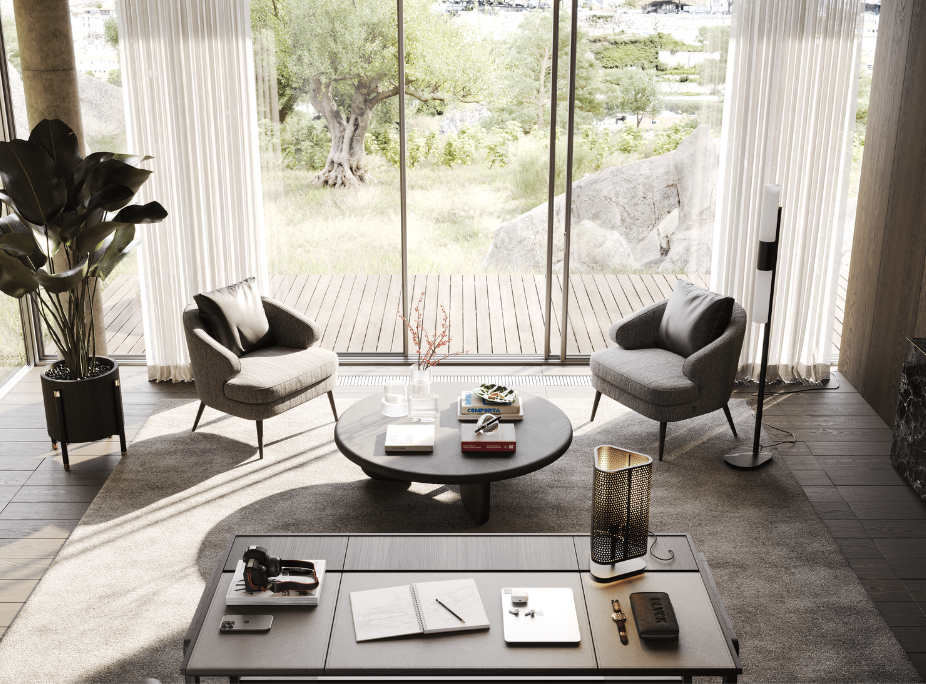 Dicas de Decorao de Escritrio com Cadeiro Xangai, Mesa de Centro Williams, Candeeiro de P Evans e Floreira Rosie