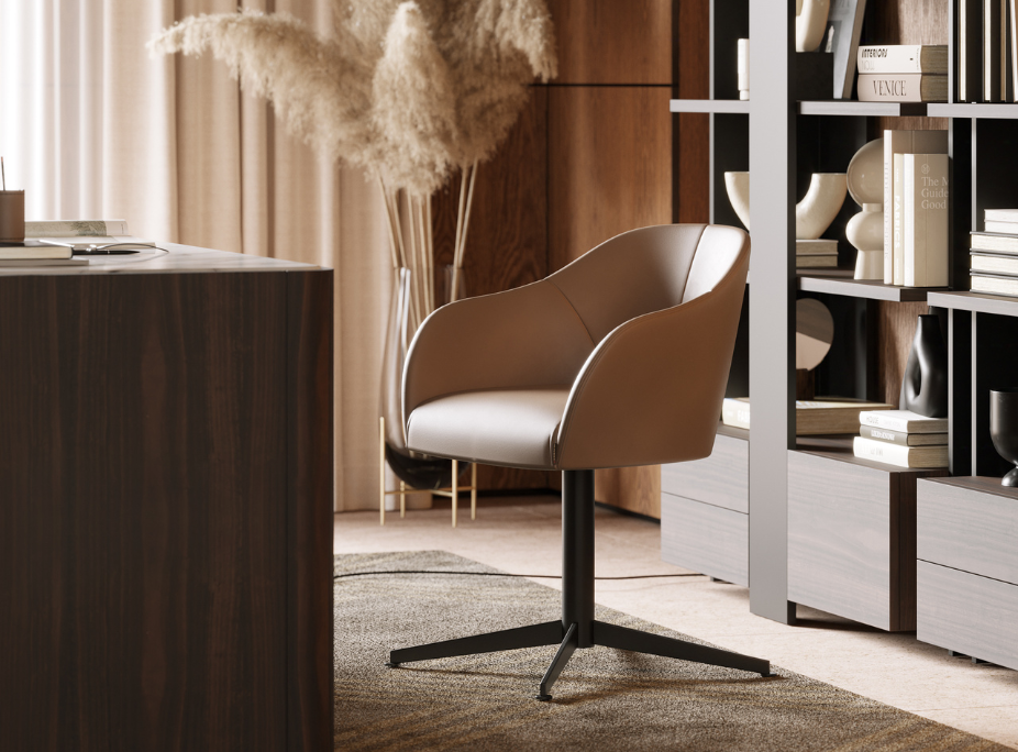 Dicas de Decoração de Escritórios em escritório com cadeira, estante, tapete