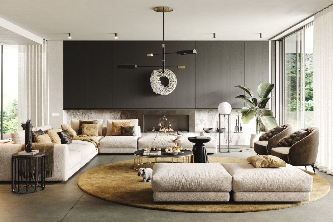 Easter living room set with a modular sofa, two armchair and more