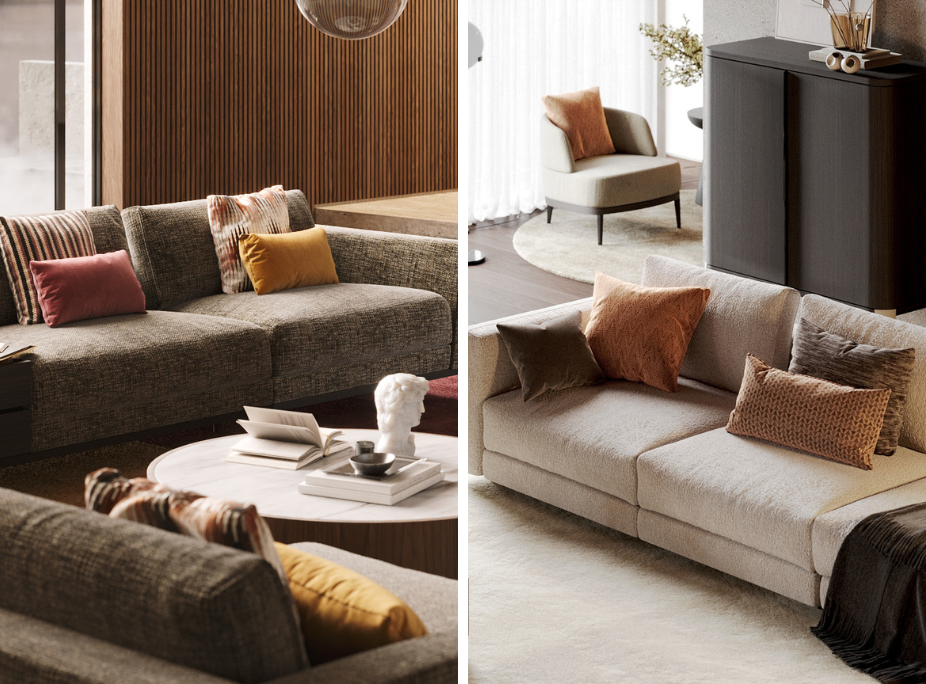 como escolher os tecidos para a sua decorao com almofadas em diferentes salas de estar, com diferentes decoraes