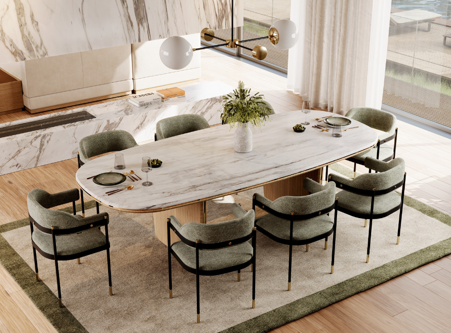Estilo de Decoracin Contemporneo en Comedor con Mesa de Comedor, Sillas, luz natural y colores naturales.