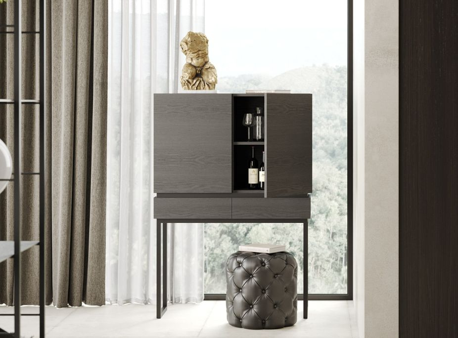 estilos de decorao intemporais em sala de jantar com espao otimizado com armazenamento vertical do mvel de bar cannes