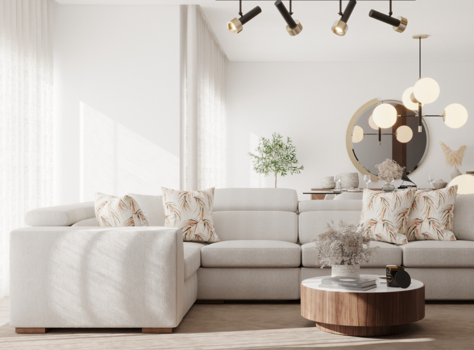 Estilos de decorao intemporais em sala de estar de projeto de decorao laskasas com estilo escandinavo