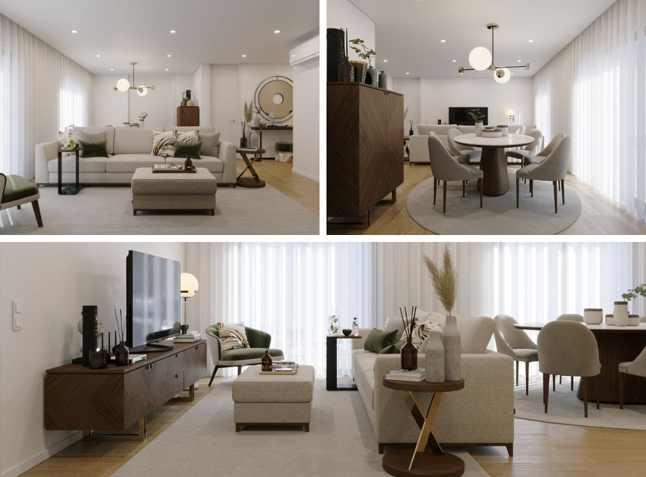 Projeto de Decorao Laskasas - sala de estar e sala de jantar integradas