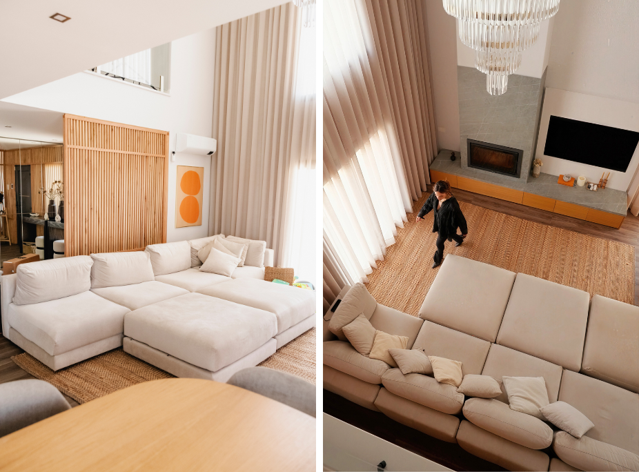 Sala de estar na casa de mafalda Castro, equipado pela Laskasas com sofá modular Montreal