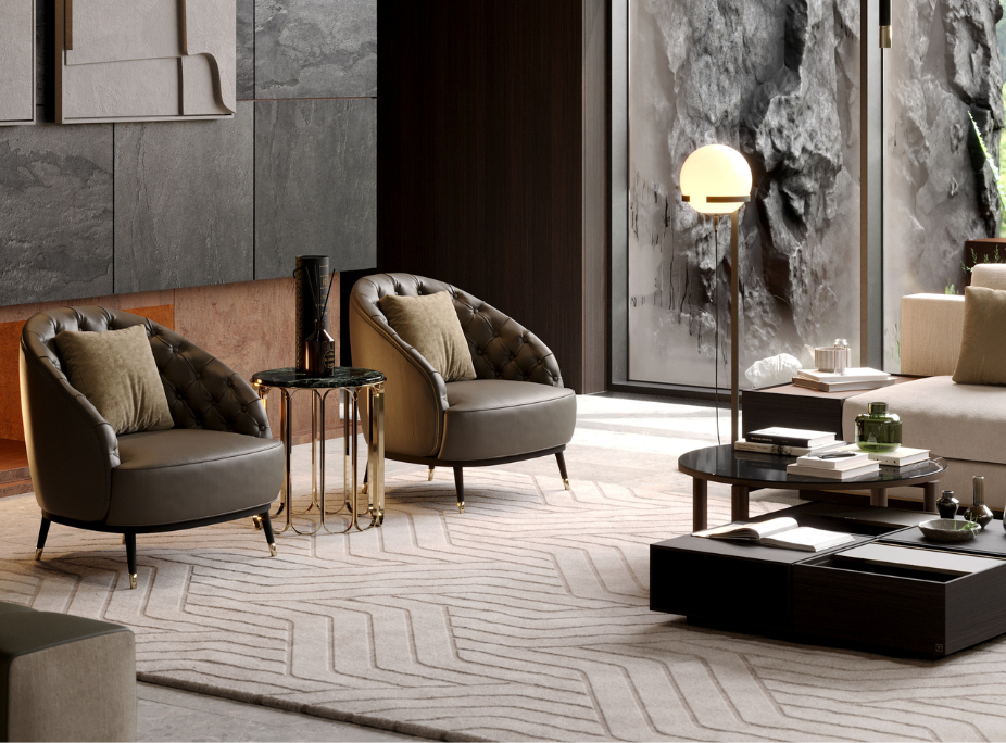 Influência da psicologia das cores na decoração, sala de estar em tons protos, bege e castanhos