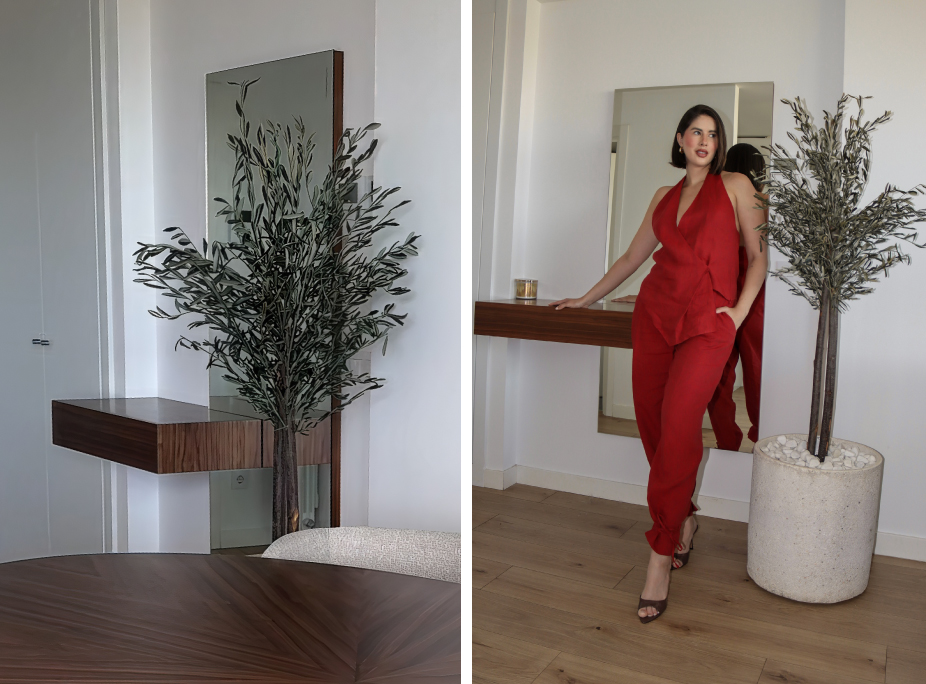 Decoracin del recibidor de Luca Barrueta con la consola rectangular Eos de Laskasas.