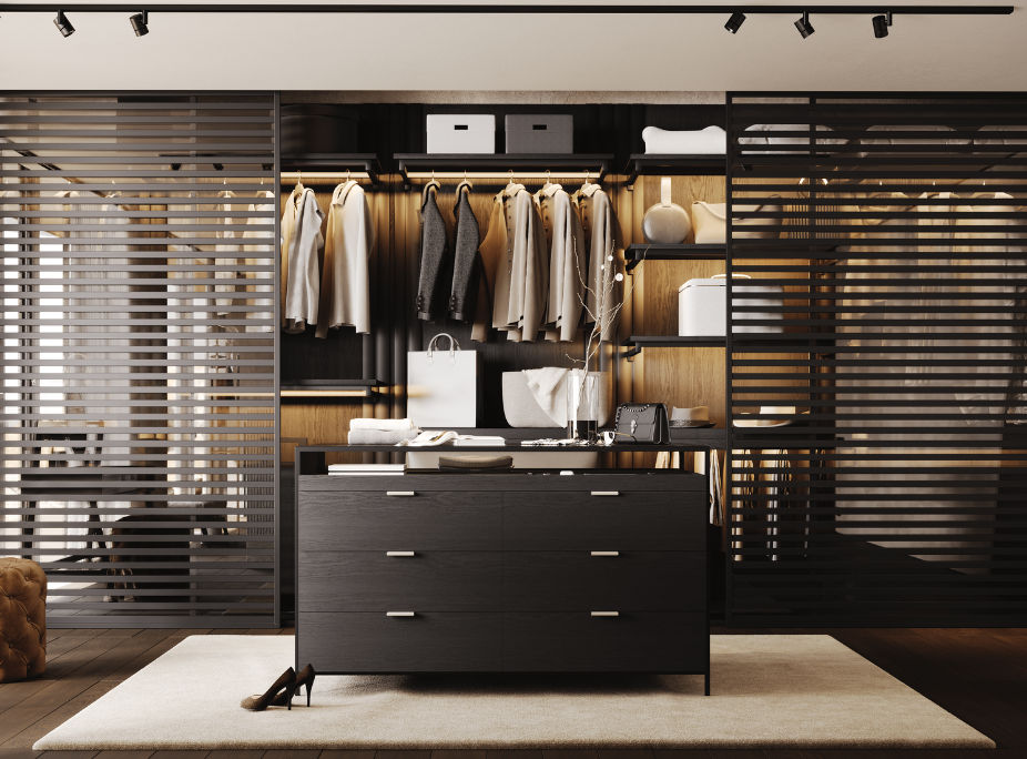 Características do Japandi no closet da Casa Douro