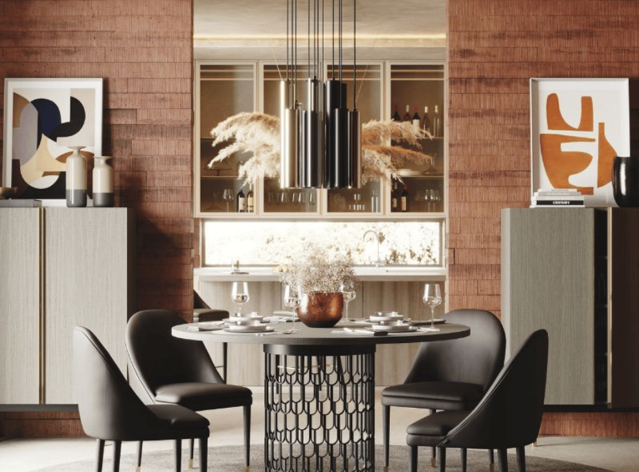 comedor abierto con lmpara de techo jazz