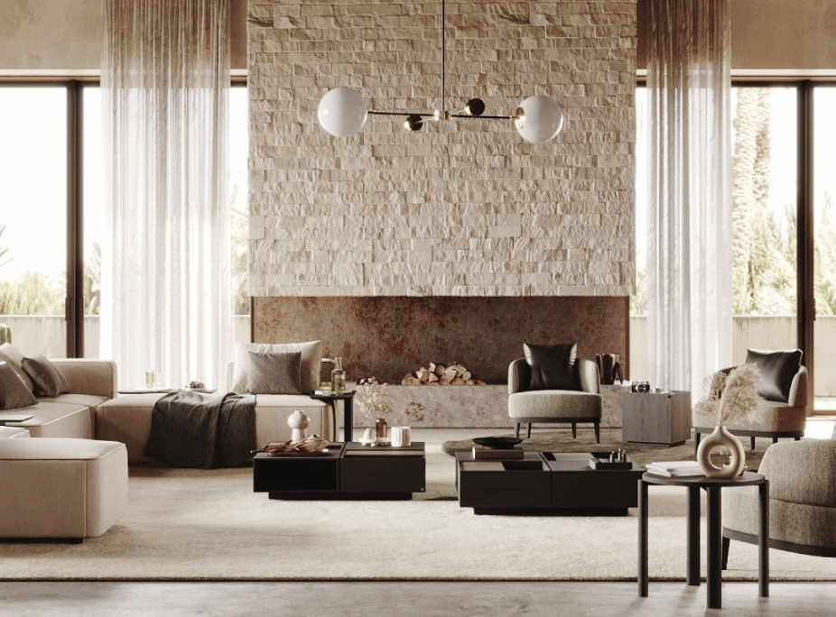 Salón con lámpara de techo janis