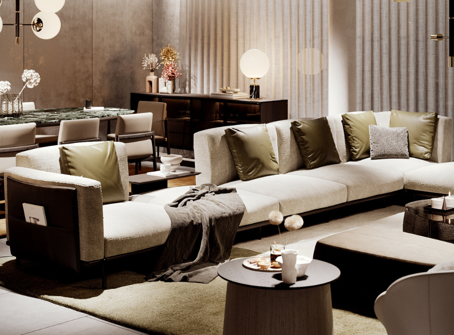 zona de salón y comedor en feria internacional Salone Del Mobile ne Milán