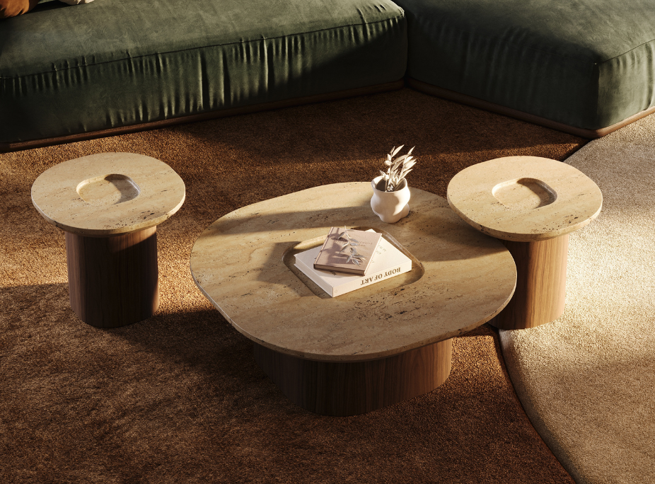 Mesa de centro Lao em decoração de sala de estar