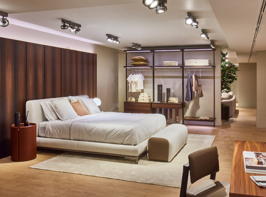Um dos quartos decorados com mobilirio laskasas na nova loja em Madrid