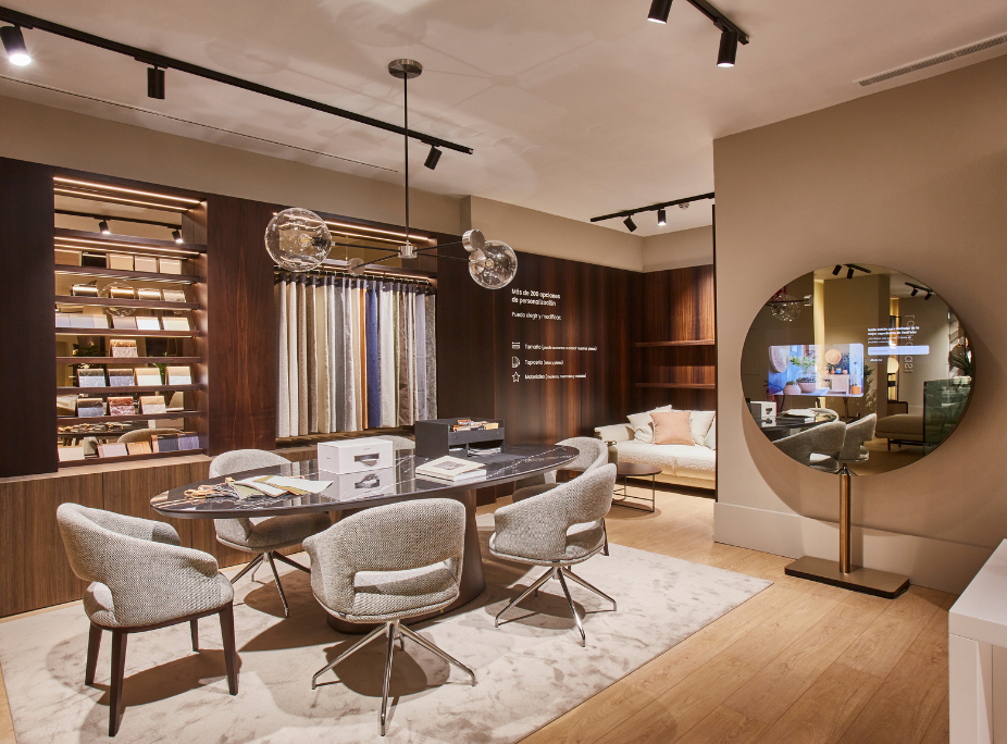 Muebles y interiorismo de comedor en la nueva tienda Laskasas de Madrid