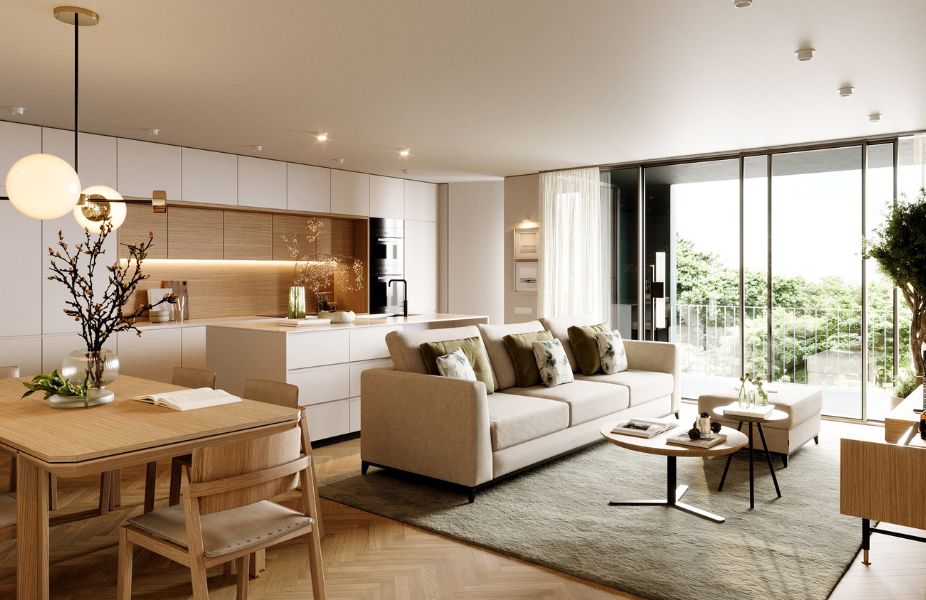 Princípios de decoração em sala de estar e sala de jantar integradas, com regra dos 3 aplicada de diferentes formas