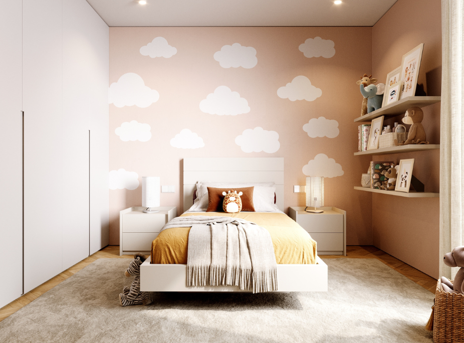 Princípios de decoração em quarto de criança simétrico