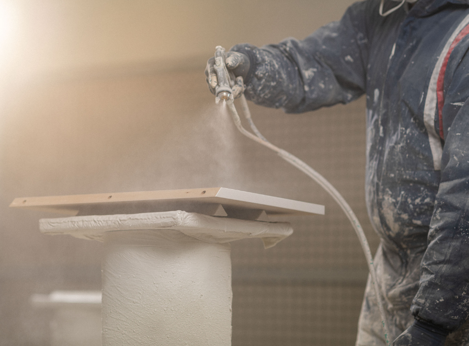Proceso de produccin de Laskasas - pintura de poliester en tablas lacadas