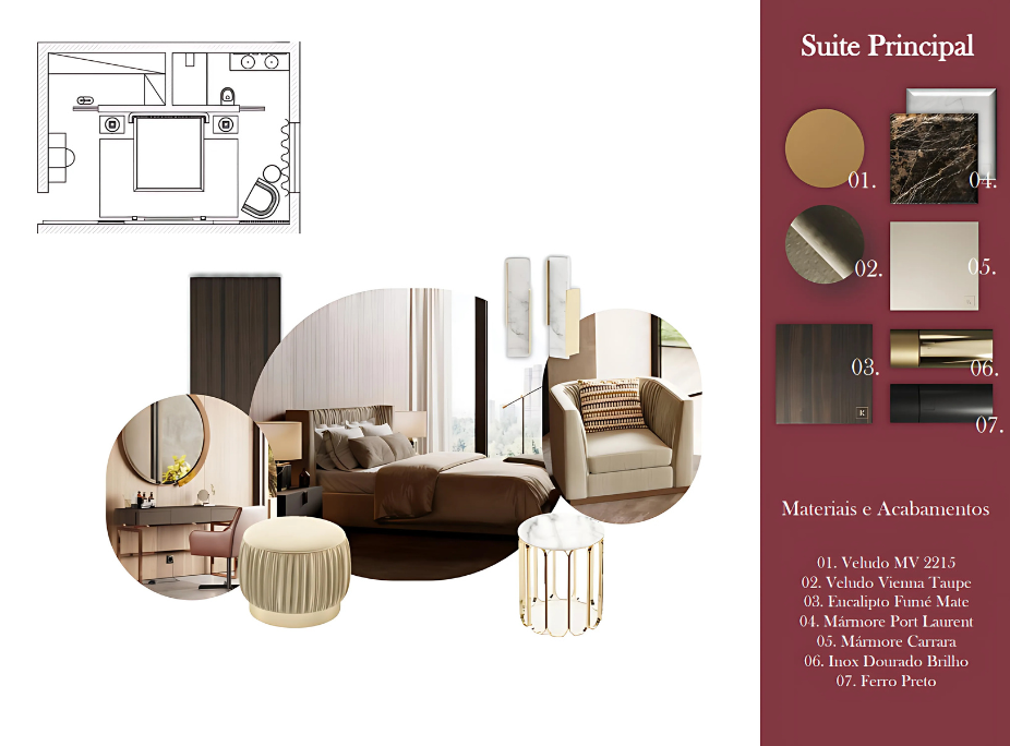 Exemplo de quarto em projeto de decorao design interiores 2d