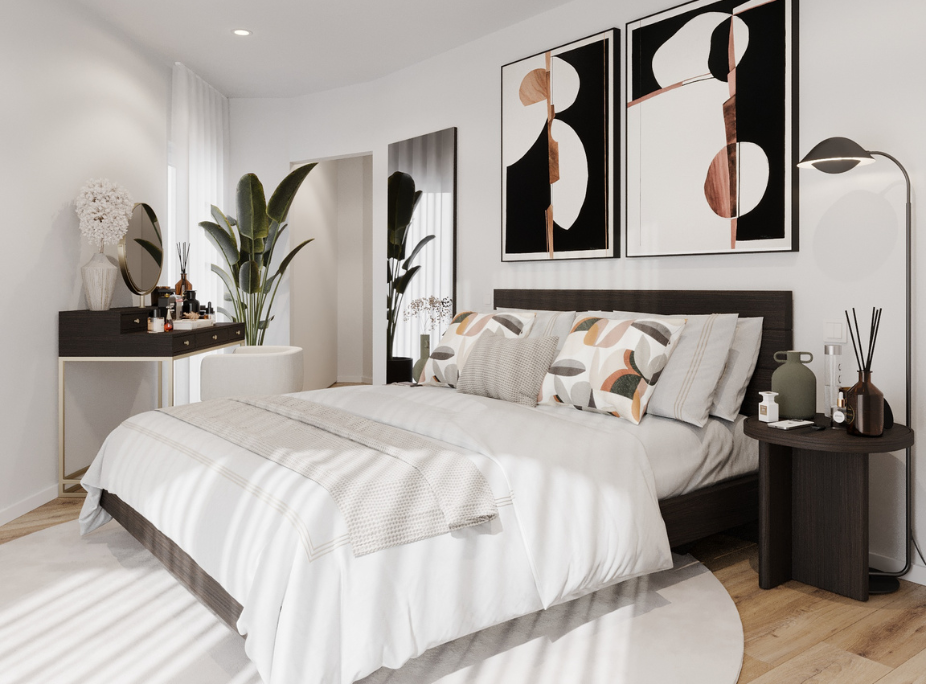 Quarto de casal em Projeto de Decoração Laskasas