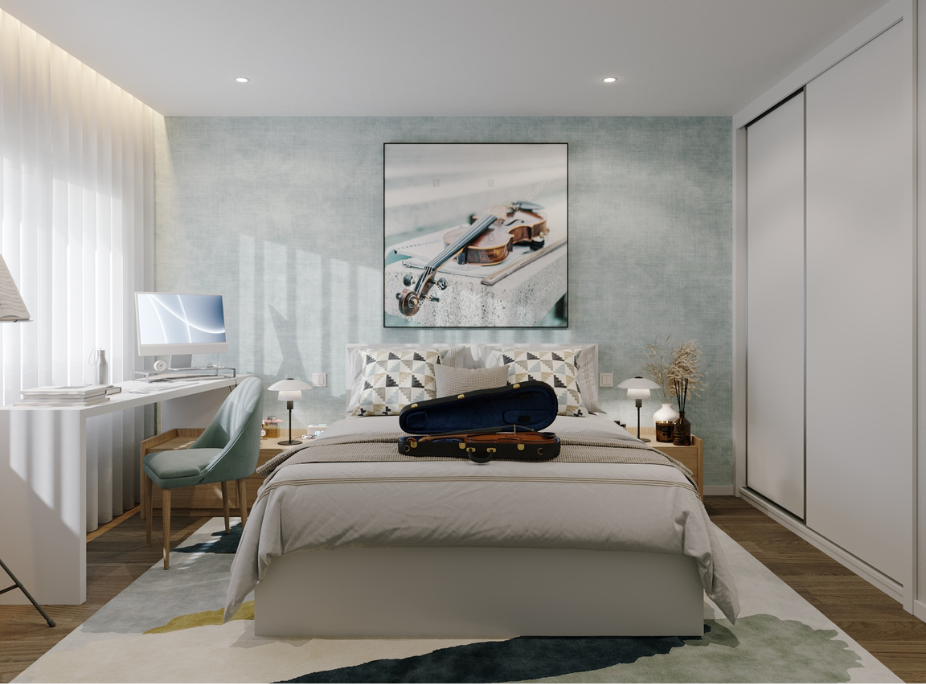 Projeto de quarto de criança com temática musical e mobiliário de design português adaptado aos mais novos.