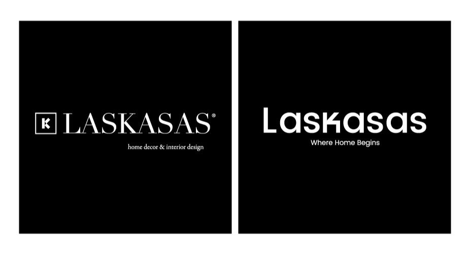 Nova identidade Laskasas - identidade antiga comparada com a atual (logtipo e slogan)