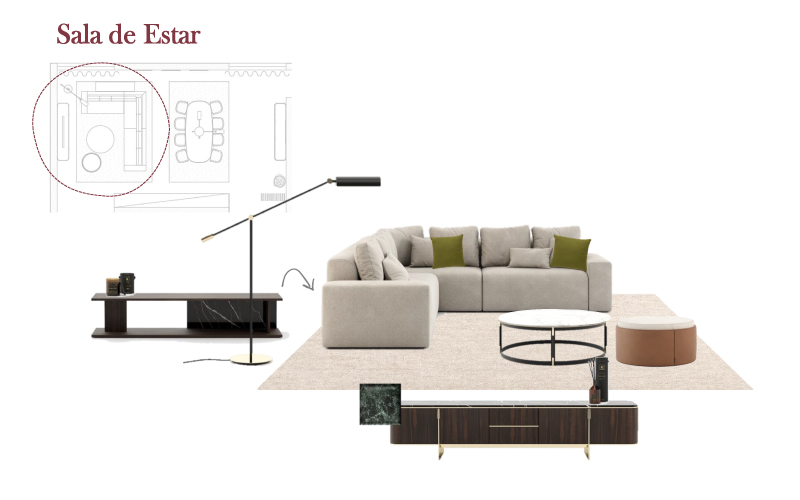 Exemplo de sala de estar em projeto de decorao 2D 