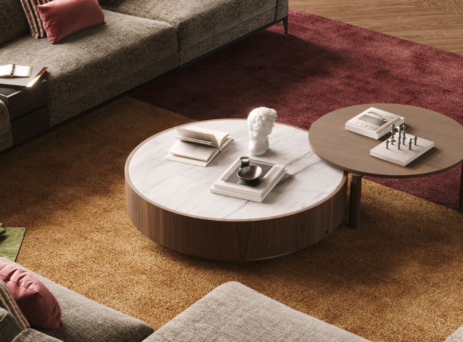 Mesa de centro GOLD, Alfombra Vertical y Funda de Cojn Kuk