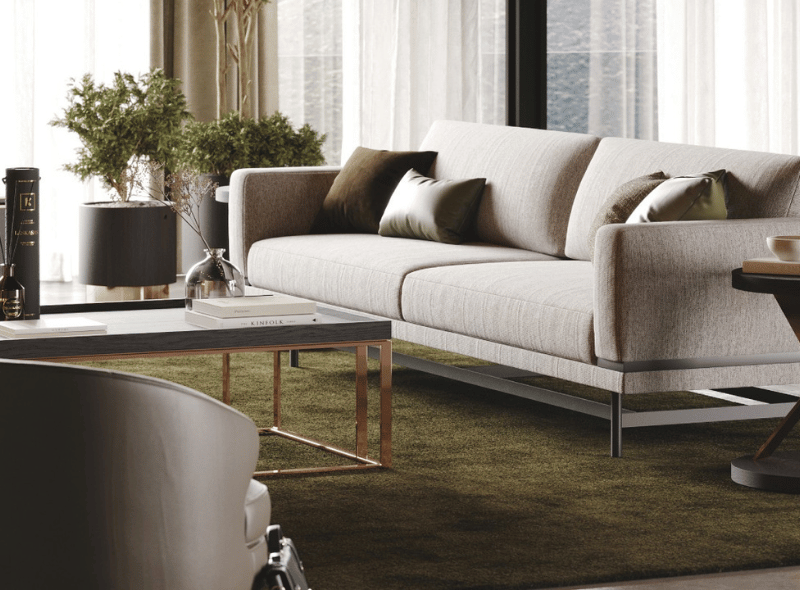 salón con sofá stewart y mesa de centro raw