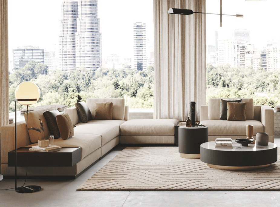 Escolher sofá de sonhos - sala de estar com sofá modular fletcher con chaise longue