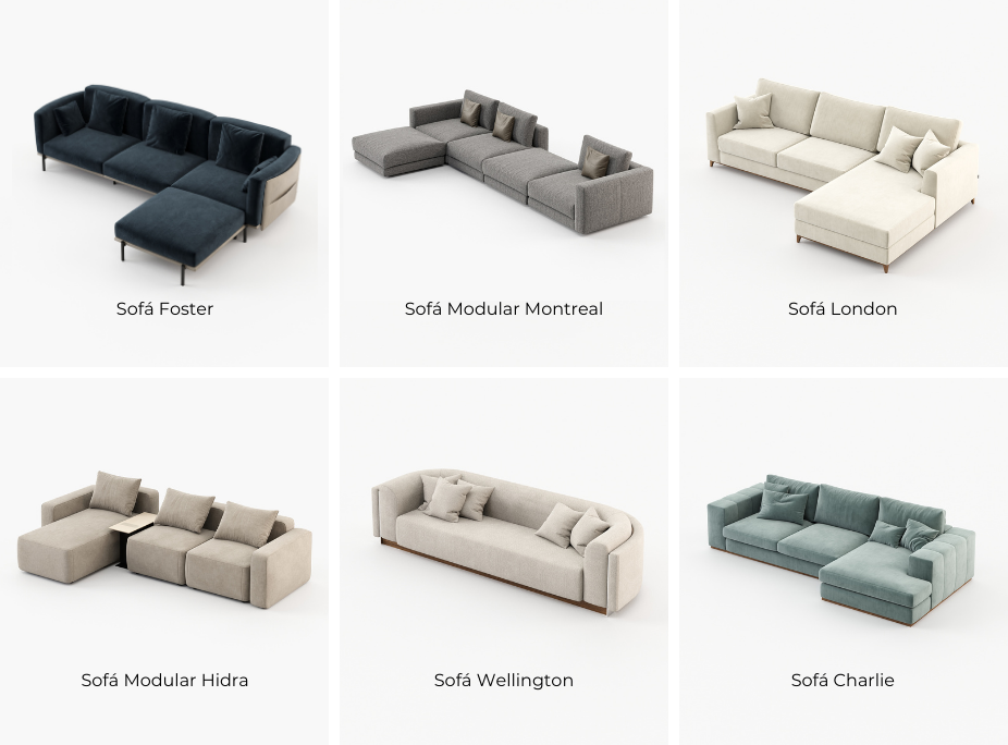 Dicas de decoração para escolher o sofá ideal para a sua sala de estar com Sofá Foster, Sofá Modular Montreal, Sofá London, Sofá Modular Hidra, Sofá Wellington e Sofá Charlie