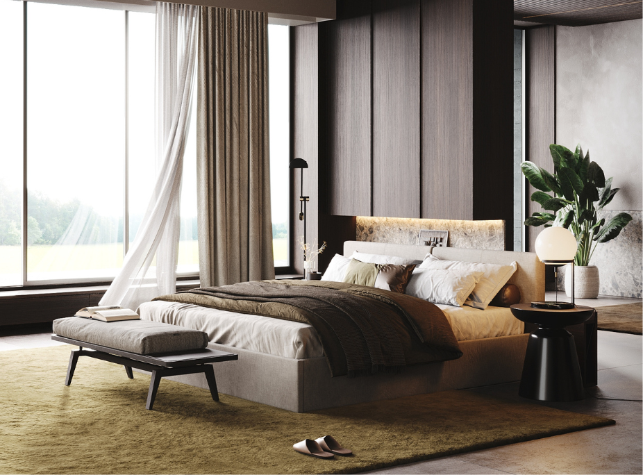 Tendncias de Decorao de Interiores para 2025 em em Quarto com decorao bioflica