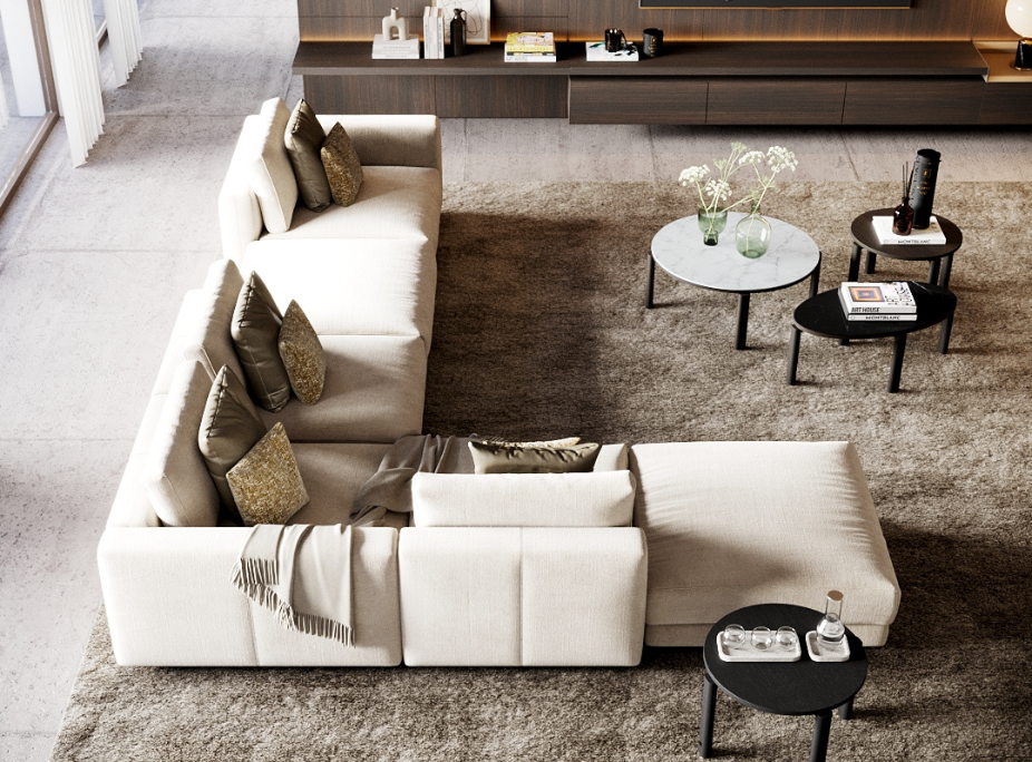 Tendncias de Decorao de Interiores para 2025 em Sala de Estar com sof modular